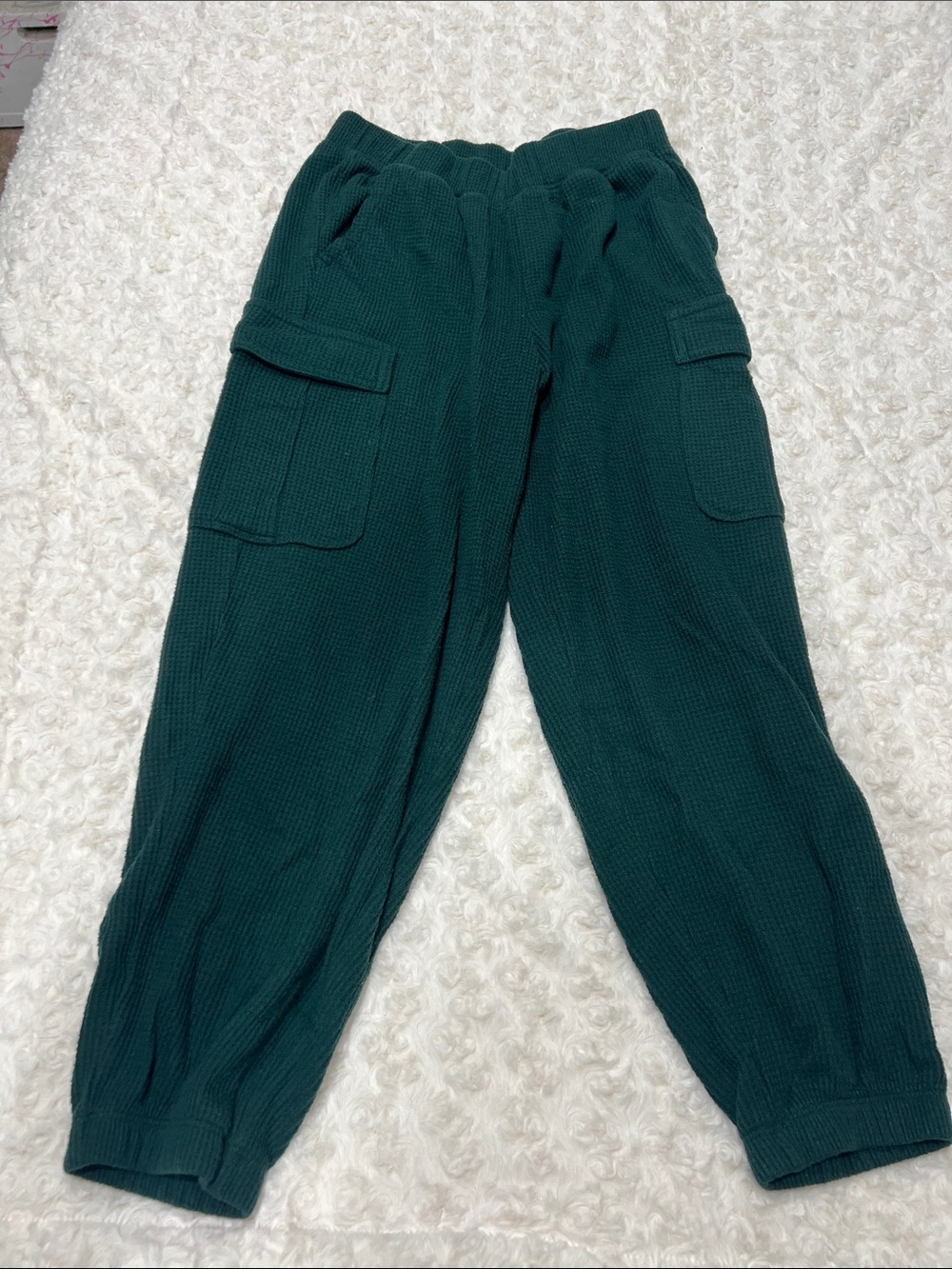 aerie Dark Green Cargo Waffle Jogger Pants
